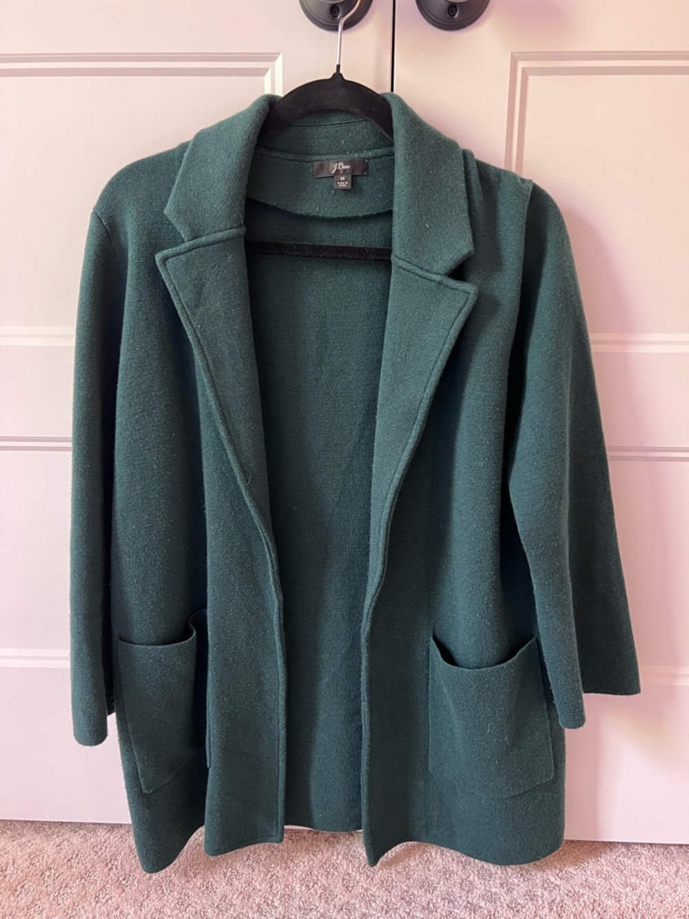 J. Crew Open Front Forest Green Knit Cardigan
